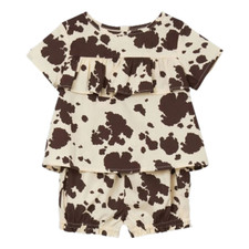 112344405 Wrangler Baby  Toddler Girl Top  Bloomer - Brown/Cream Cow Print NEW