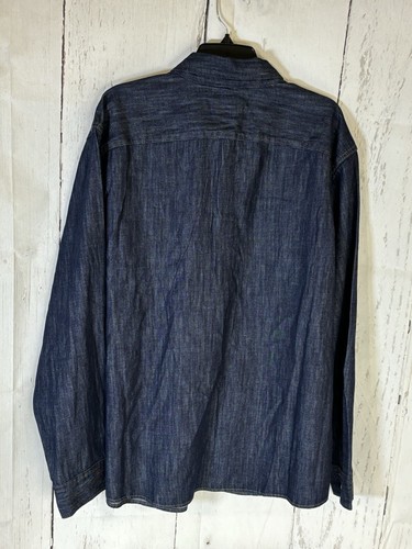 Wrangler Denim Western Hemd Herren 2 XL Langarm Pearl Snap Cowboy Wash Blau - Bild 2 von 12
