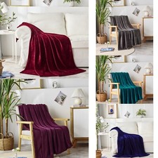 Luxurious Plush Fleece Throw Blanket Lightweight Super Soft 50" x 60" Reversible