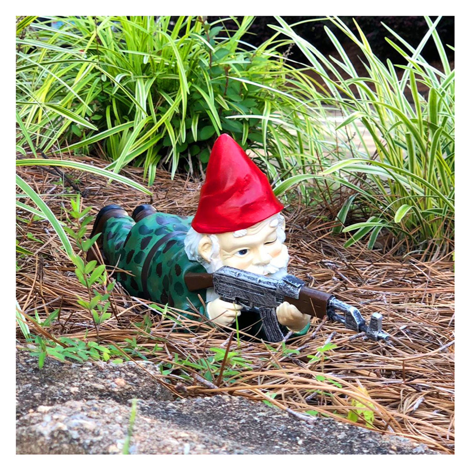 Funny Army Garden Gnome Statue Resin Home Lawn Ornament Figure