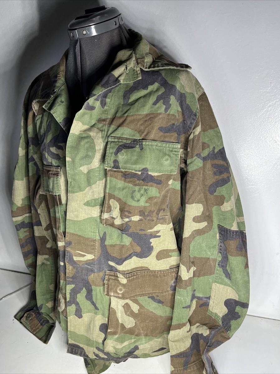 US Army Fatigue Jacket Mens Medium Short Woodland Camo