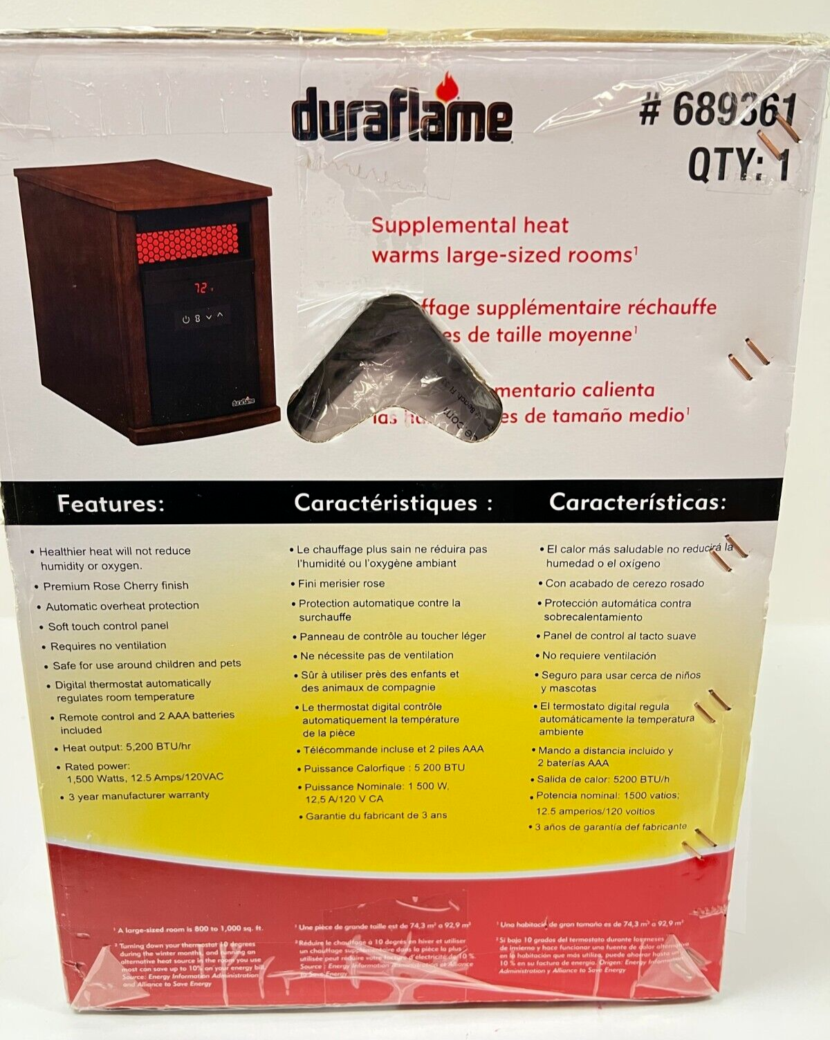 Duraflame 1500-Watt Infrared Quartz Cabinet Indoor Electric Space Heater  -NEW | eBay
