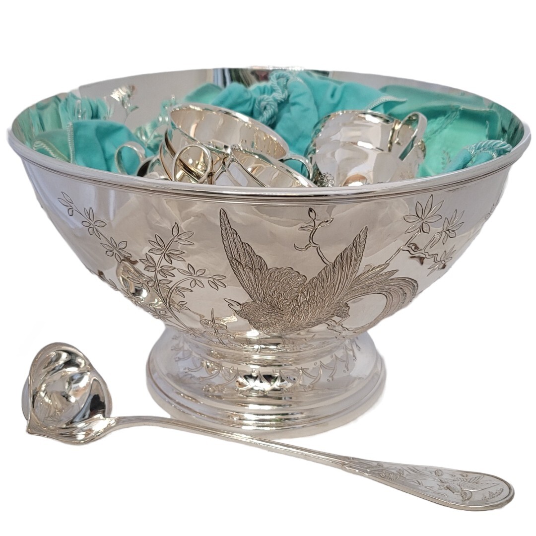 【美品】Tiffany & Co. ピューター製 ボウル 皿　錫 シルバー 希少 Rare Massive Sterling TIFFANY & CO 12pc Punch Bowl Set w/ Cups
