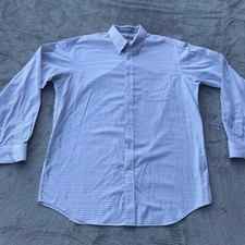 Paul Frederick Mens 17.5 38 Button Up Dress Shirt Impeccable Non Iron Pinpoint