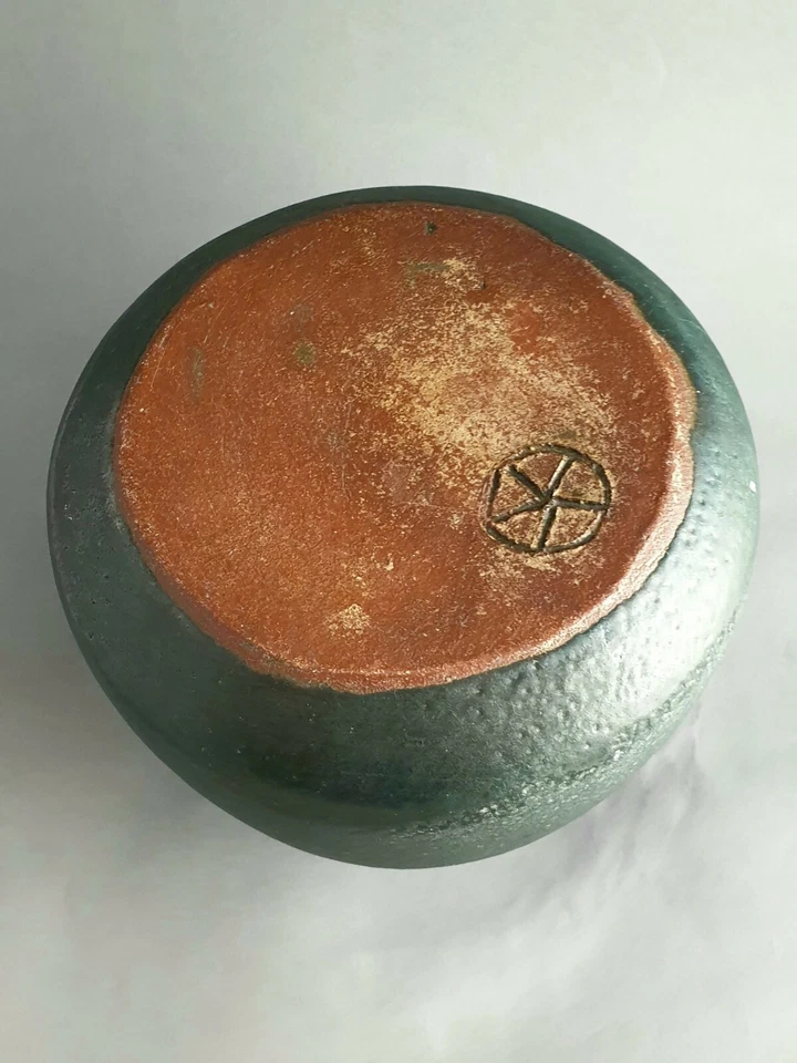 VASE KERAMIK KRUG SIGNIERT Radmarke VINTAGE GRÜN MID CENTURY GERMANY WGP GRÜN - Bild 2 von 4