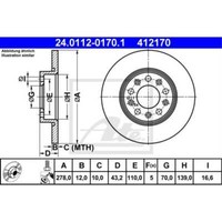 ATE 2X Bremsscheibe Hinten 2780 Voll FüR Fiat 500X 334_ 334 Jeep Compass