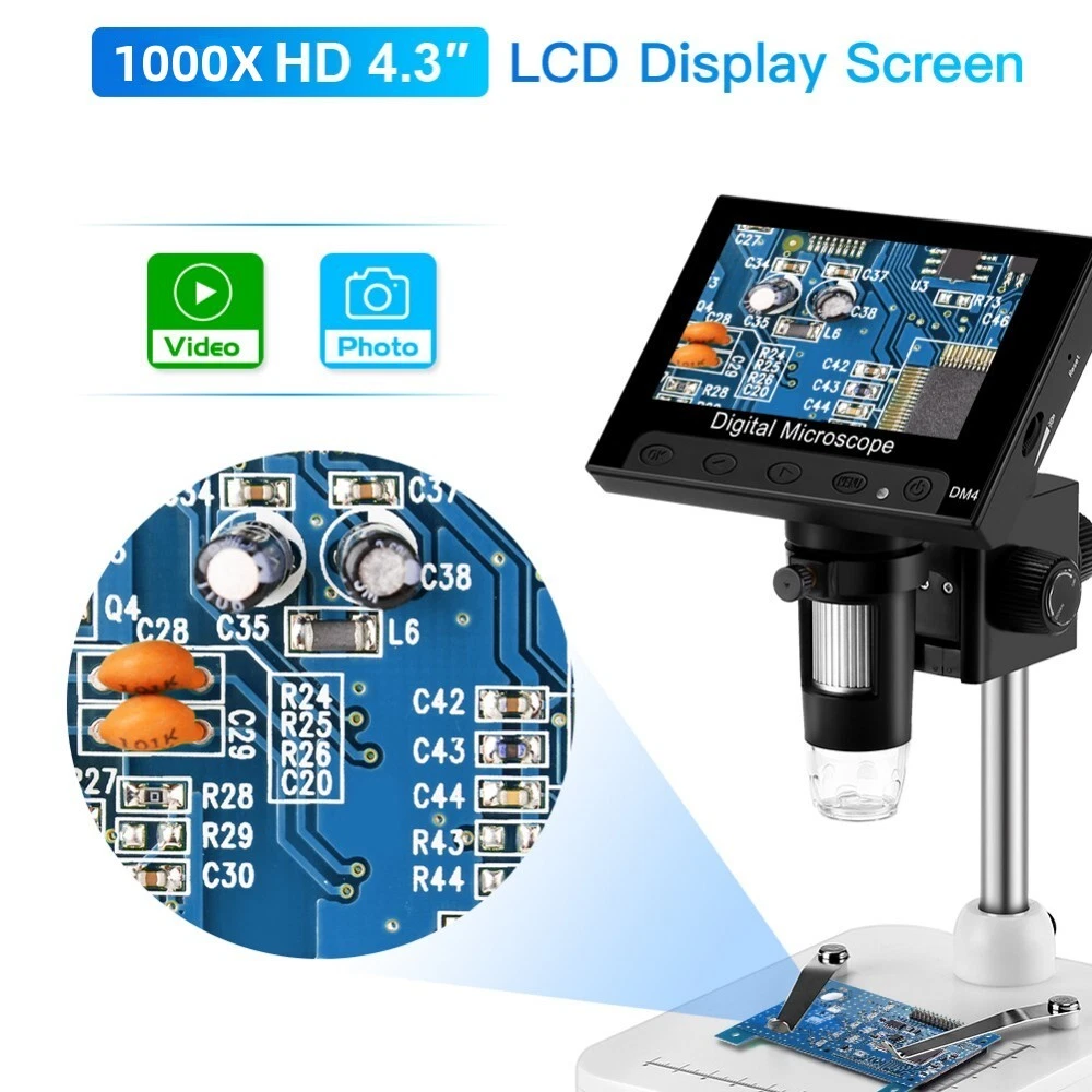Microscopio digital LCD Elikliv Coin 1000X 4,3"" con pantalla USB HD