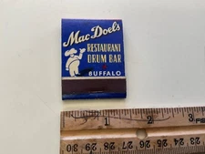 Vintage Matchbook (No Matches) Mac Doel’s Restaurant Drum Bar Buffalo NY