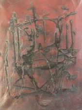 Very Beautiful Painting Oil Paper Abstract Lyrical Abstraction 1960 Vintage