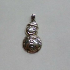 Sterling Silver Signed 925 Happy Snowman Necklace Pendant Weighs 3.9 Grams