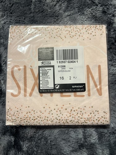 Amscan 🎀Sweet 16 🎀Plates (16), Napkins (16), Invitations(16) & Wish Cards (24) - Picture 7 of 9