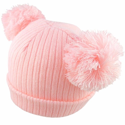 Baby Pom Pom Hat Beanie Cap Double Bobble Knitted Boy Girl NB, 0-3, 3-6, 6-12 - Picture 18 of 27