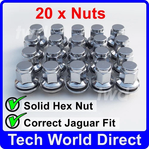 20x ALLOY WHEEL NUTS JAGUAR XJ (2003+) XJ6 XJ8 XJR M12x1.5 CHROME LUG BOLT STUD