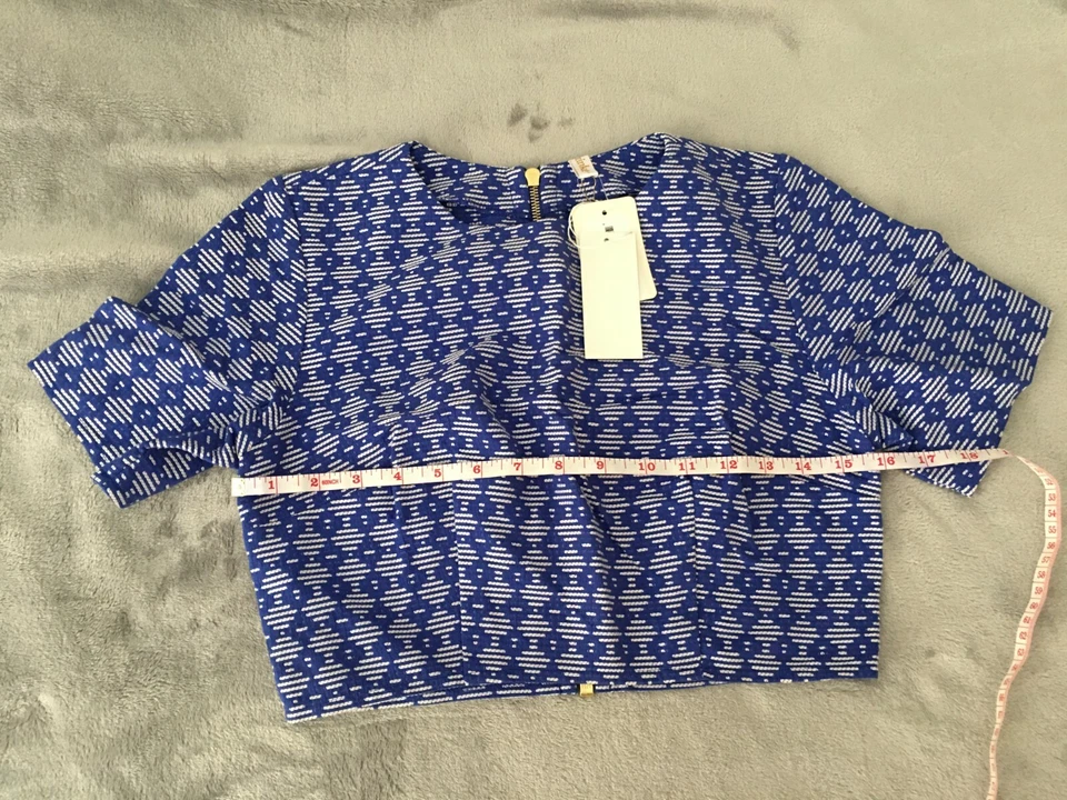 Camiseta Carter ZINKE Para Mujer Azul Estampado Diamante Cremallera Trasera $150 Talla S NUEVA  Foto 3 de 4