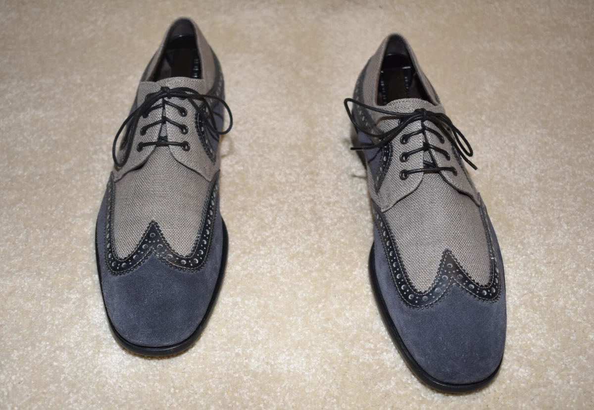 Salvatore Ferragamo Wingtip Oxford Blue Leather Shoes Men 11 D Italy EUC salvatore ferragamo mens shoes 11 - Gem main image 3