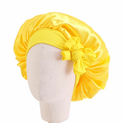 Kids Wide Band Elastic Night Cap Satin Silk Bonnets Night Sleep Hair Bonnet Hat - Bild 15 von 20