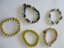 LOT (5) MULTI COLOR ELASTIC BEADED BRACELETS