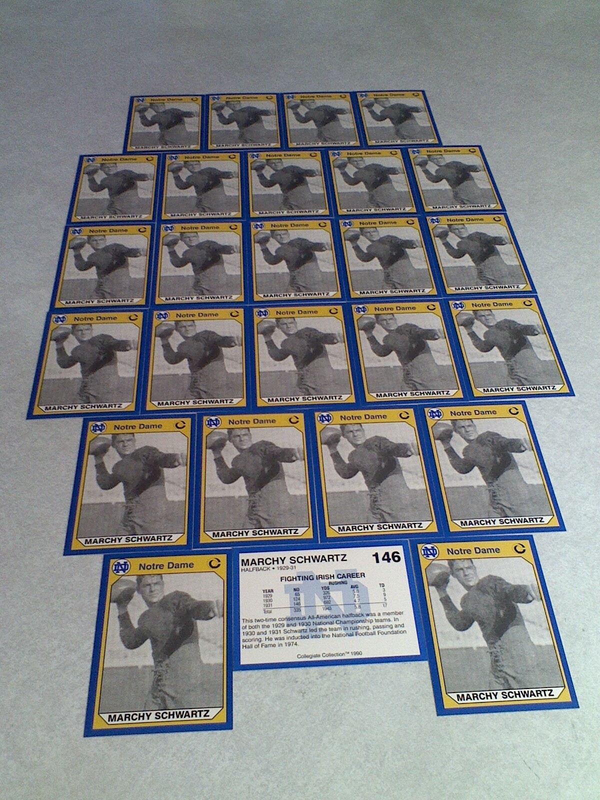 Marchy Schwartz:  Lot of 26 cards / Notre Dame / Football    