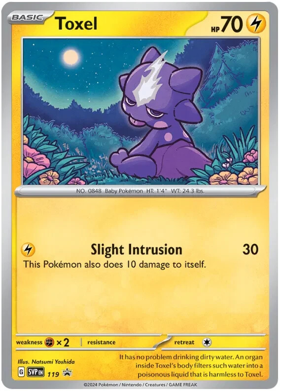 toxel pokemon card price Trading Game Sword & Shield Promo SWSH209 RarityPromo Hit Points70 HP Darkness Call for Family Search your deck for up to 2 Basic Pokmon and put them onto your Bench Pokmon TCG - Toxel -