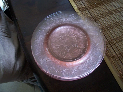 MacBeth Evans pink Dogwood Apple Blossom depression 8" luncheon plates (6)