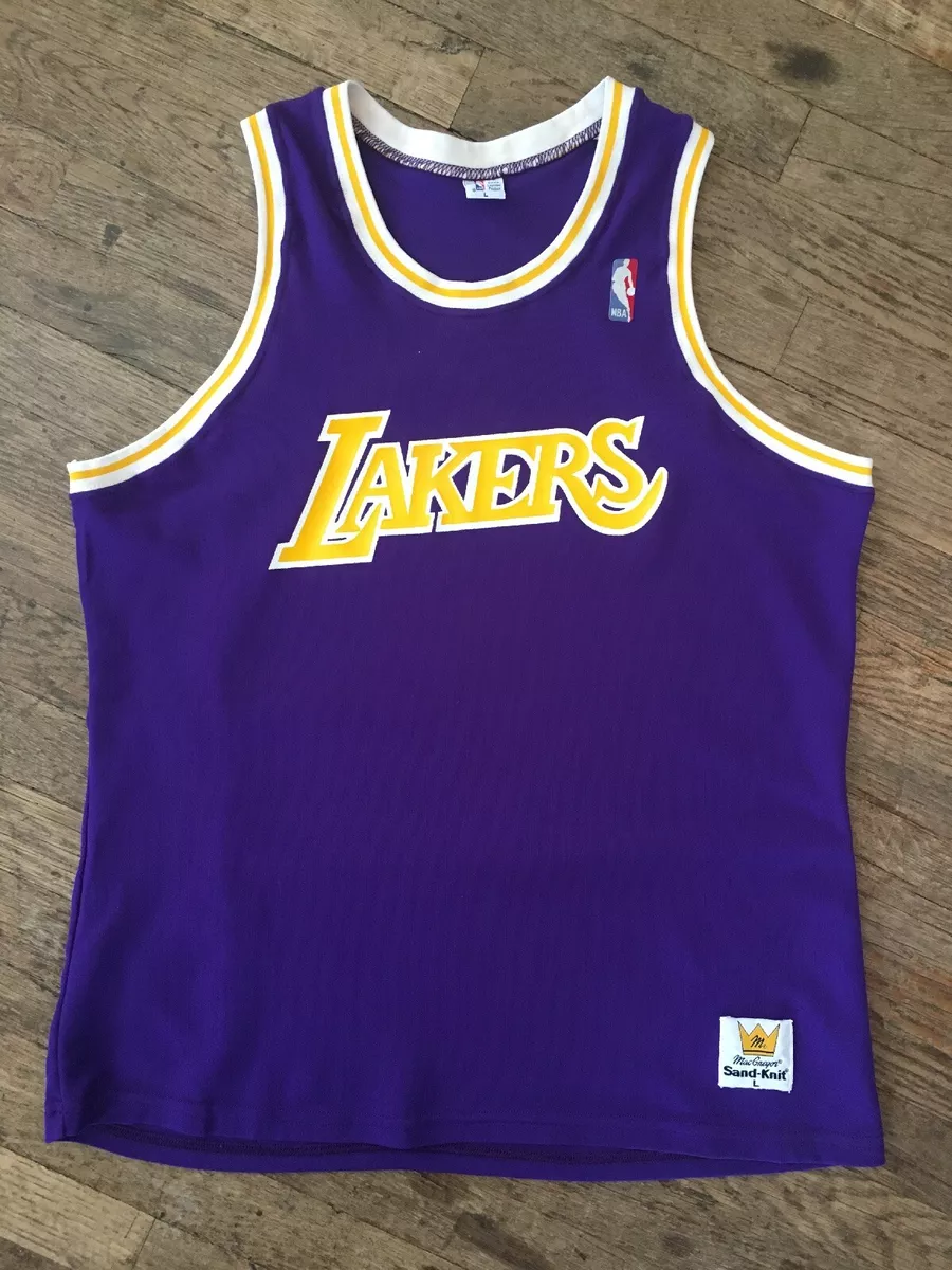 VTG Los Angeles Lakers Blank Authentic Sand Knit Gold NBA Home Jersey Size  Small