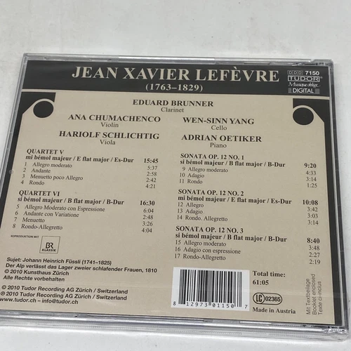 J.X. Lefevre Quators et Sonates Pour Clarinette Eduard Brunner CD - Picture 4 of 5