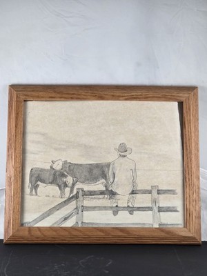 Vintage Old Framed Pencil Drawing Signed K SERDY 1991,local Artist. 