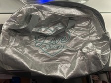 Justice Girls Silver Live Duffle Bag, for Travel School Gym Fitness