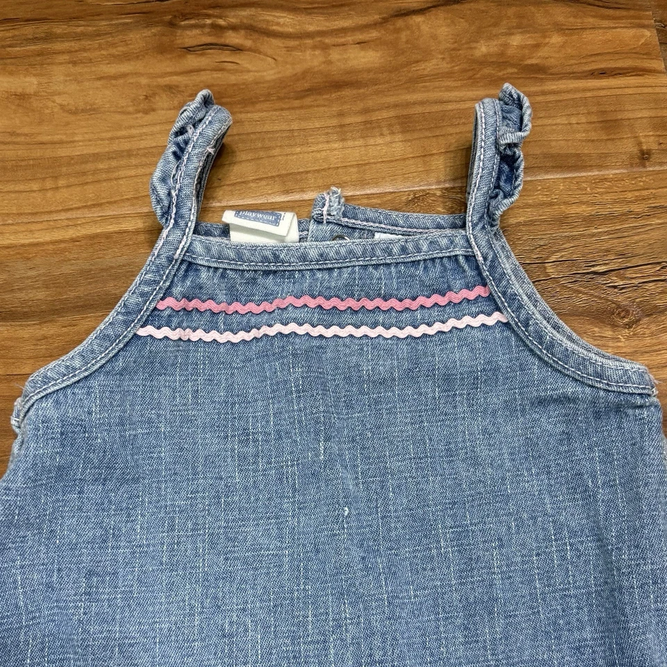 Vestido Vaquero Azul Vintage Y2K Bordado Flores Volantes Retro Cherokee Bebé 3M Foto 2 de 4