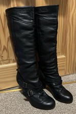 Women’s Leather Boots, Schuh, Size 5, Black, Knee High Pull On