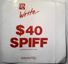 1987 Symantec Q&A Write $40 Spiff  promotion for dealers
