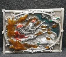 XC05136 NOS VINTAGE 1984 DUCK HUNTING BIRDS ARTWORK PEWTER BELT BUCKLE