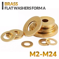 FLAT WASHERS FORM A - BRASS M2 M2.5 M3 M4 M5 M6 M8 M10 M12 M14 M16 M20 M22 M24