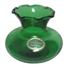 1950s Anchor Hocking Forest Green Glass Bud Vase with a Ruffled Rim Vintage