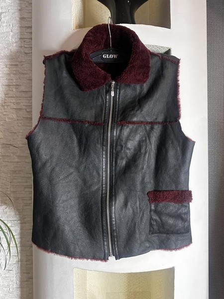 Women Gino Danieli Vest Burgundy Leather 36 / S /