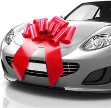 Big Car Bow 30 Inch, Giant Huge Birthday Red Gift Bow for Car, with 2 Suction Cu