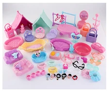Random 25pcs Accessories Mini Pet Shop Bed Table necklace skirt  Cute Gift Kid