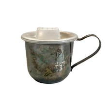 Leonard Silver Plate Baby Cup with Sippy Lid Made in Hong Kong Lovely Patina