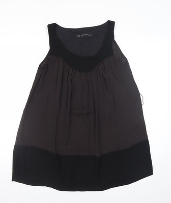 Zara Basic Damen Kleid Schwarz S Etuikleid Ärmellos Knielang