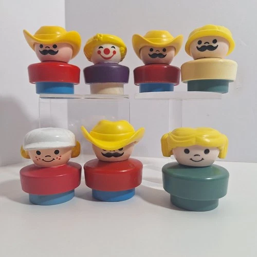 Fisher Price Little People 7 Figures Vintage Chunky Cowboy Kids Clown 1990s Lot