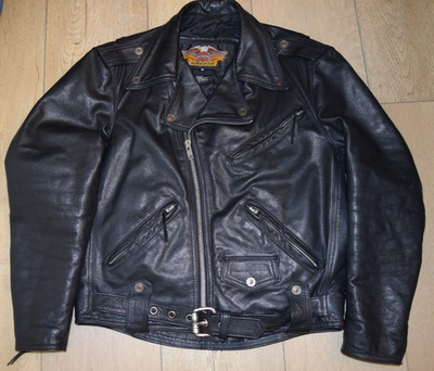 Vintage Harley Davidson CA03402 Leather Jacket Black Made in USA Size M Mens