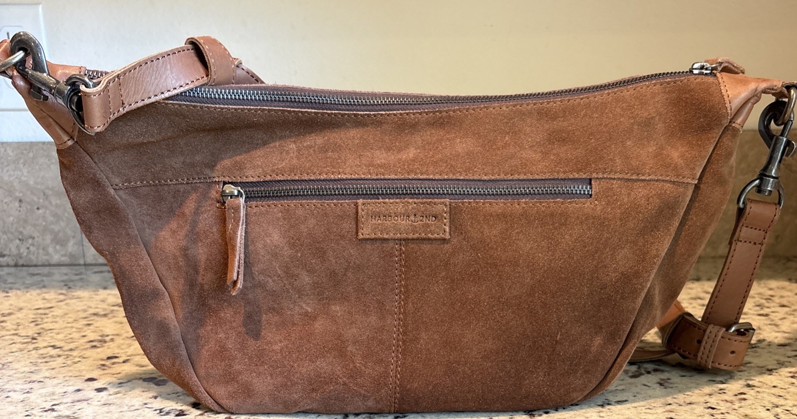 Harbour 2nd Leather  Crossbody Bag Sling Suede Brown long Strap