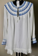Free People White Embroidered Mini Dress Size M NWT Boho Peasant Tassel 148
