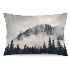 Foggy Forest Throw Pillow Cover Queen Size Misty Natural Scenery Mountain