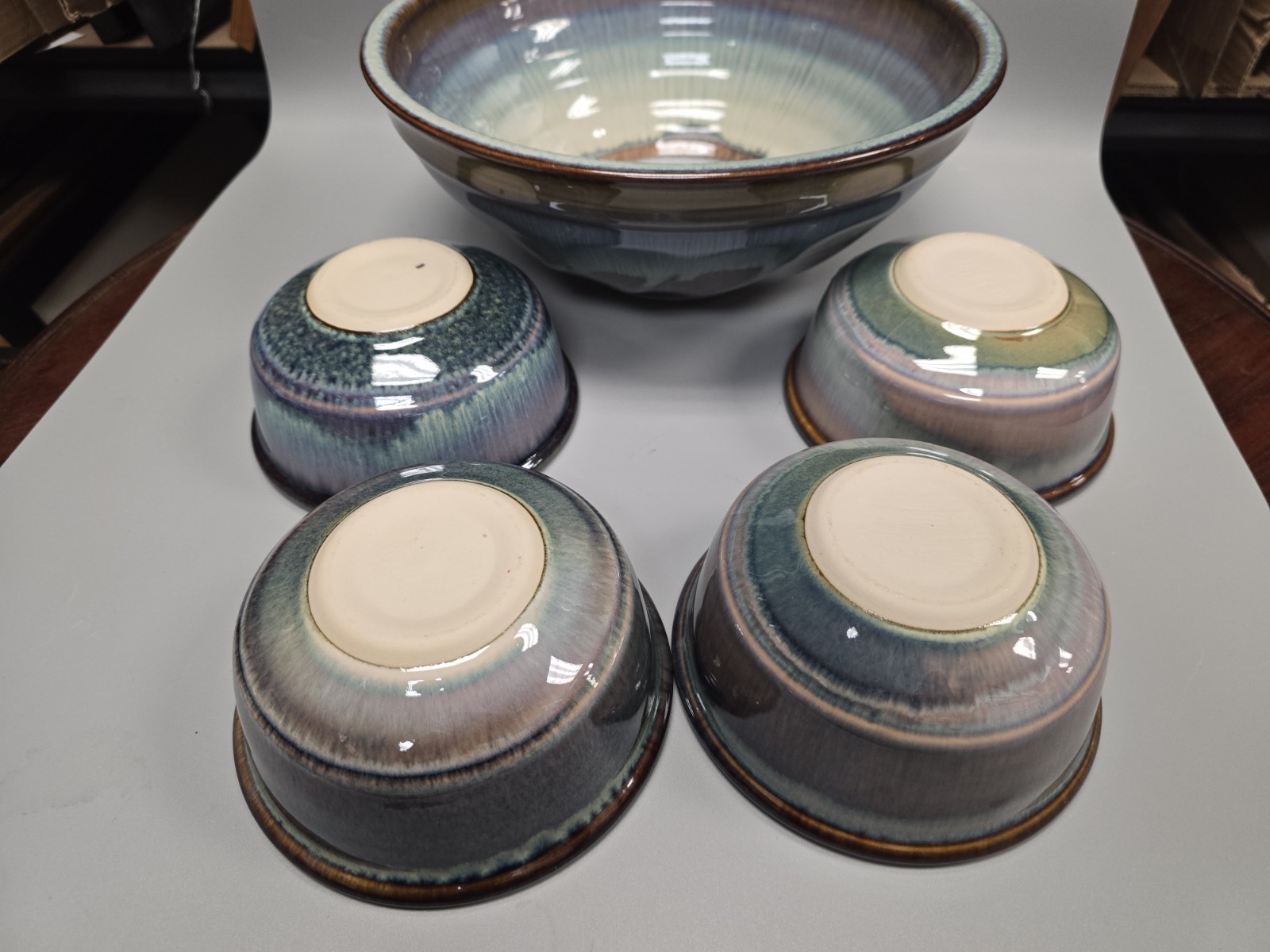 Bill Campbell Pottery Bowl Set / 5 PIECES SALAD BOWL SET 