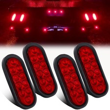 Partswcgg 4Pcs 6 Inch Oval LED Trailer Tail Lights 10 Diodes, Red Trailer Tru...