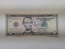 RARE 5 QUAD DOUBLES W/QUAD 6s QE00666633C FIVE DOLLAR BILL FANCY SERIAL NUMBER