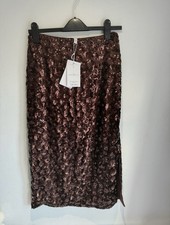 & Other Stories Brown Sequin Floral midi Length Skirt EUR 36 Recycled Polyester