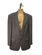 Vintage Oscar de la Renta Jacket 42L M Brown Houndstooth Check 100 Wool Blazer