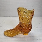 Vintage Fenton Amber Glass Daisy and Button Boot Figurine EUC